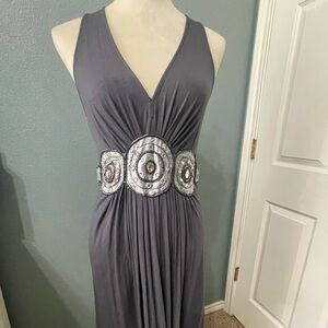ECI Charcoal Sleeveless Dress with Silver Accents
